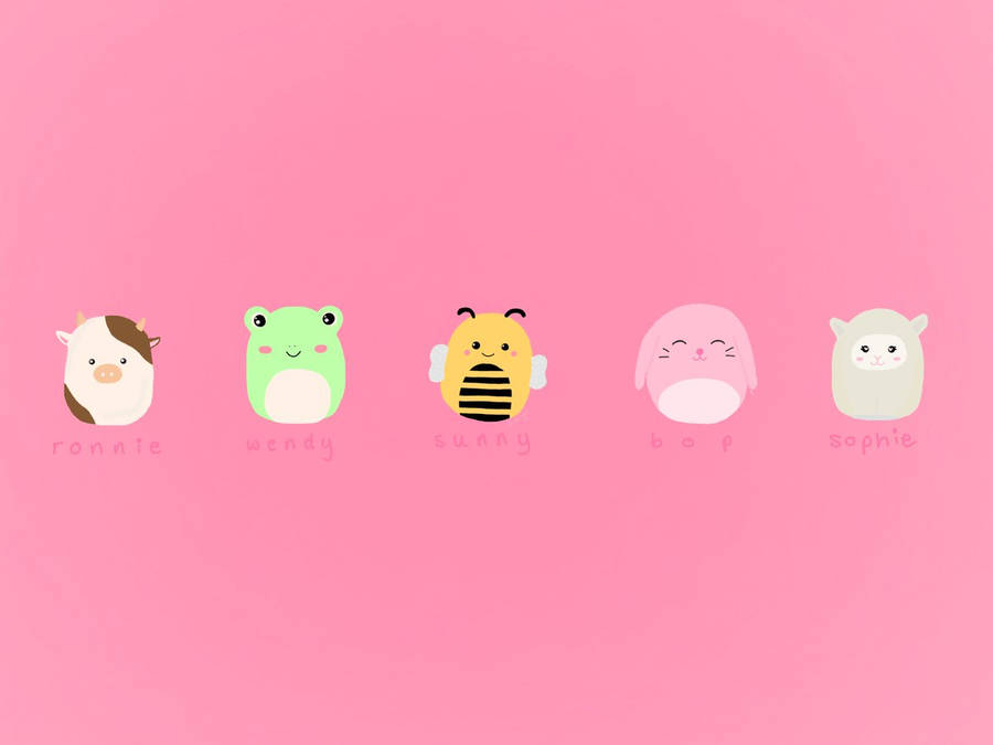 Cartoon Squishmallows In Pink Wallpaper