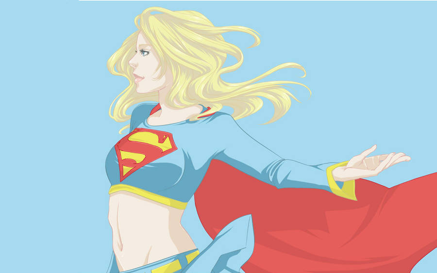 Cartoon Supergirl In Light Blue Wallpaper