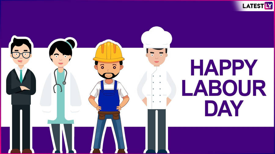 Cartoon Workers Happy Labor Day Wallpaper