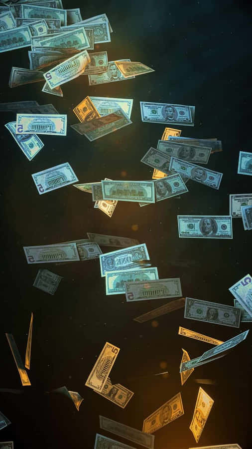 Cash Fall Dark Background Wallpaper