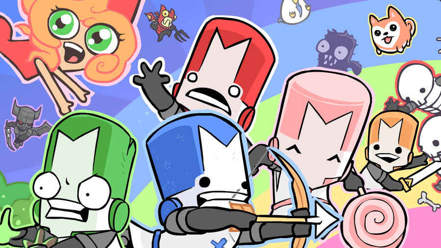 Castle Crashers Characters Pastel Colors Wallpaper