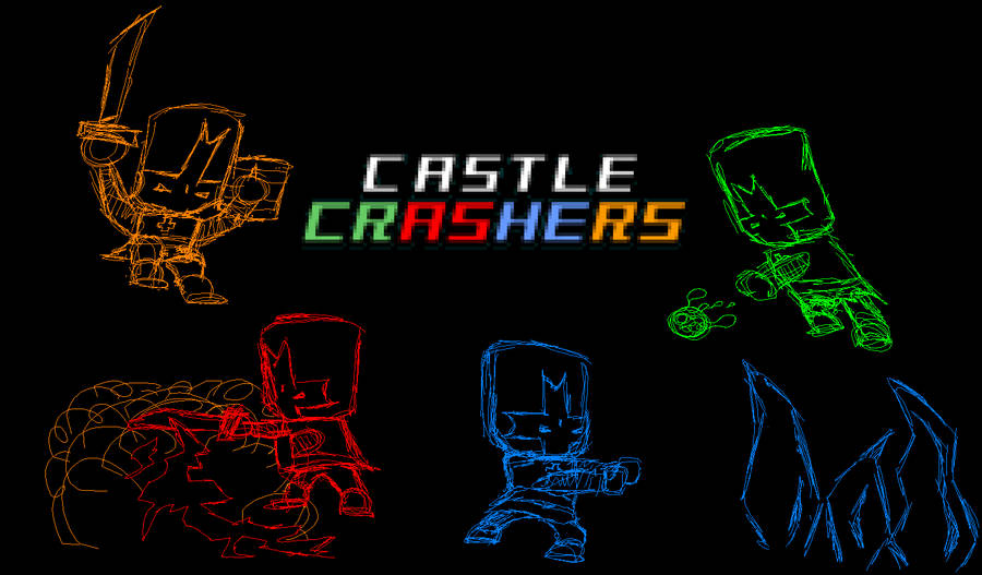 Castle Crashers In Neon Colors Wallpaper