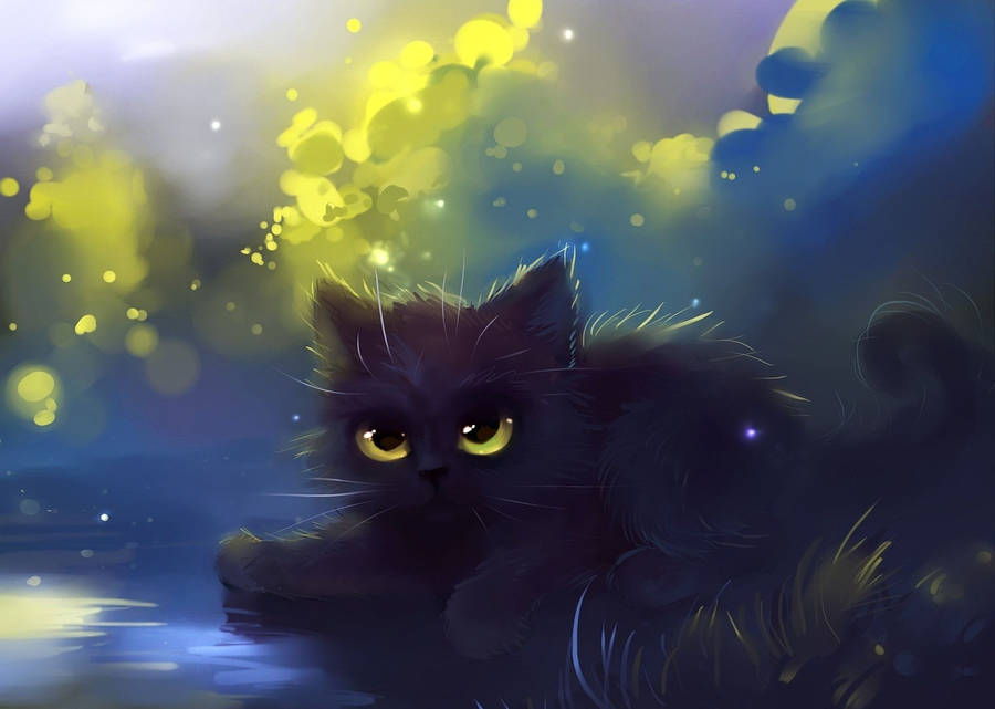 Cat Art Kitten With Yellow Eyes Wallpaper