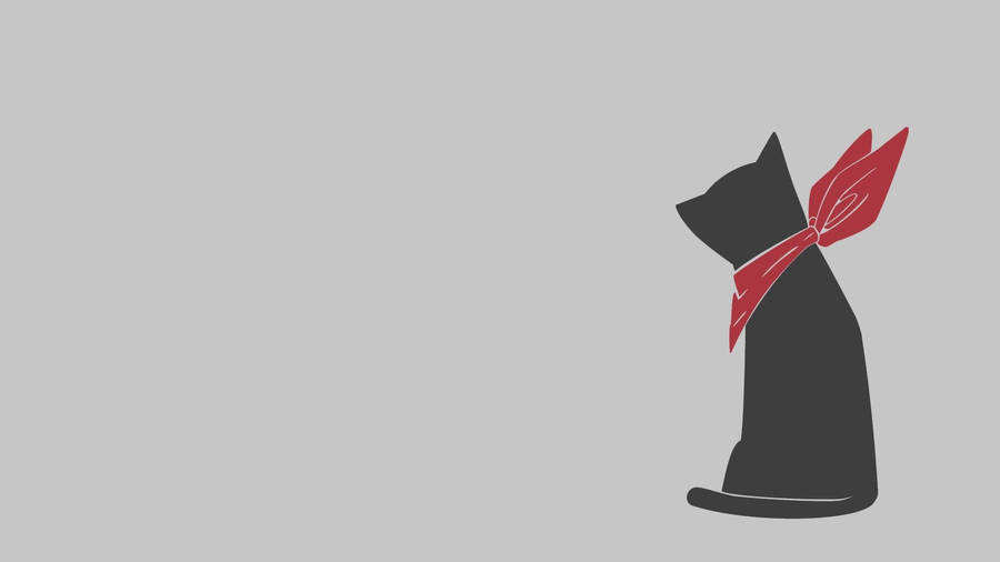 Cat Art Minimalist Cat With Scarf Wallpaper