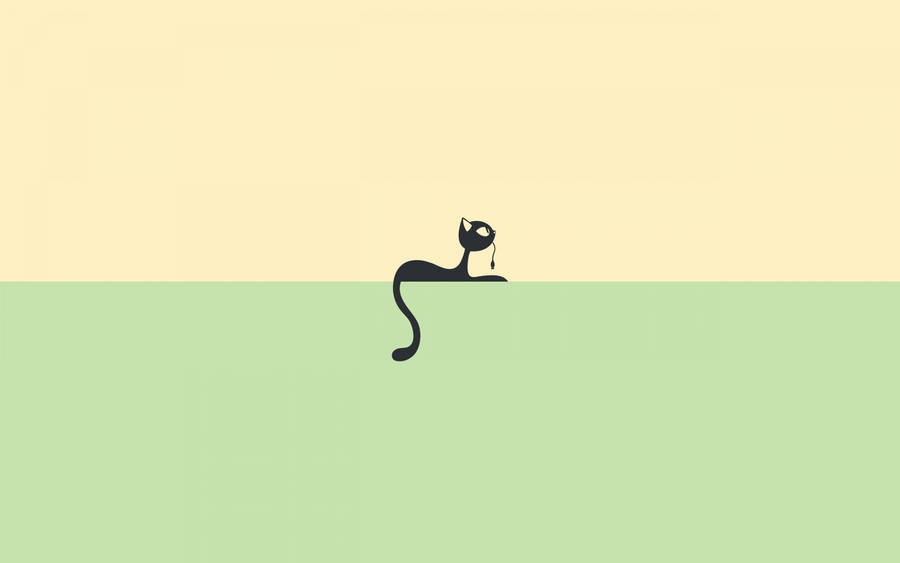 Cat Computer Minimalist Wallpaper