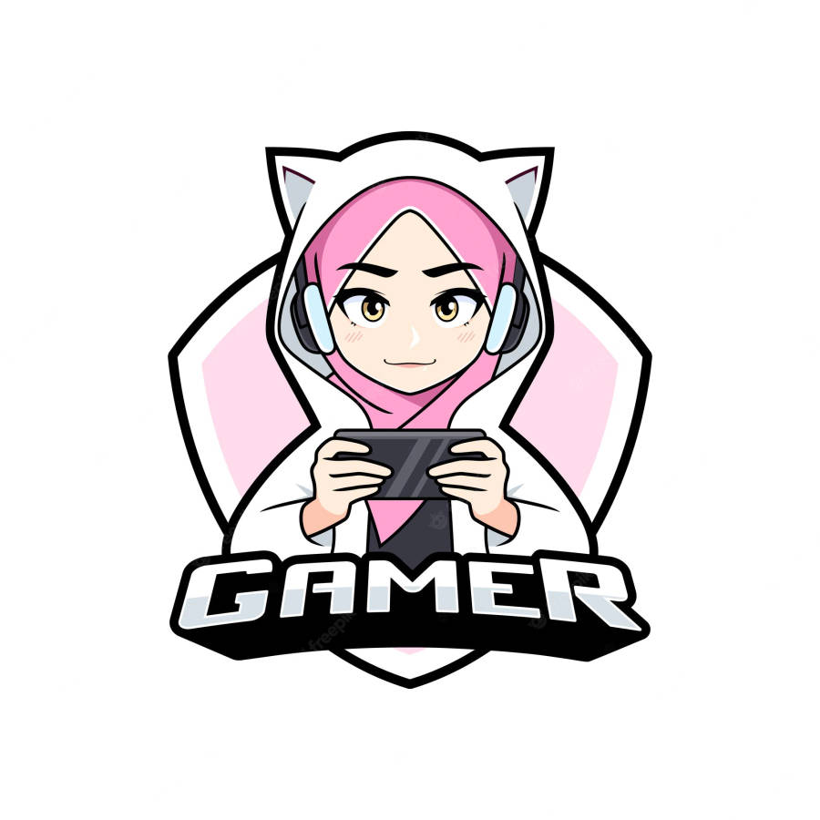 Cat Girl Gamer Logo Wallpaper