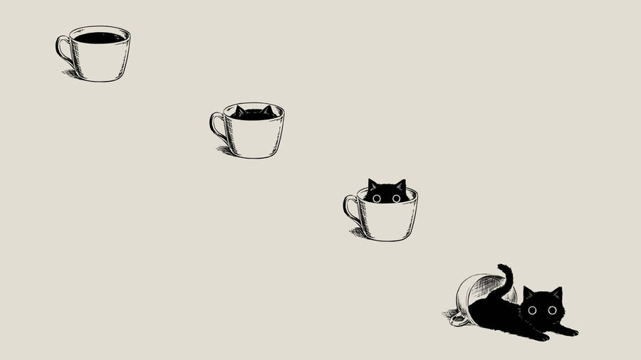 Cat Teacup Cute Aesthetic Pc Wallpaper