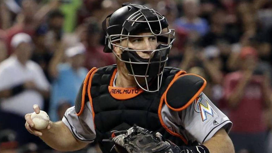 Catcher Jt Realmuto To Throw Ball Wallpaper