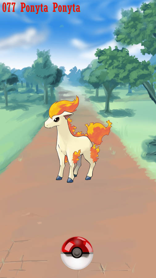 Catching Pokémon Ponyta Wallpaper