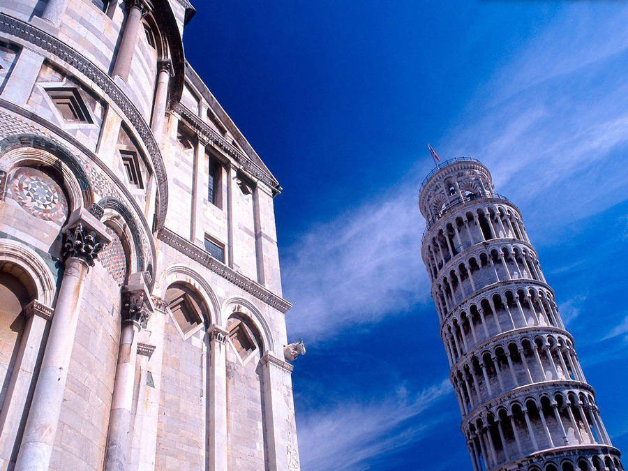 Cathedral And Leaning Tower Of Pisa Up Close Wallpaper