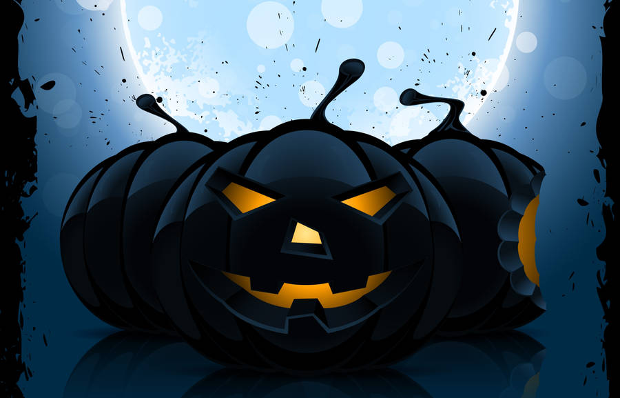Celebrate A Spooktacular Halloween With This Glowing Black Pumpkin Wallpaper