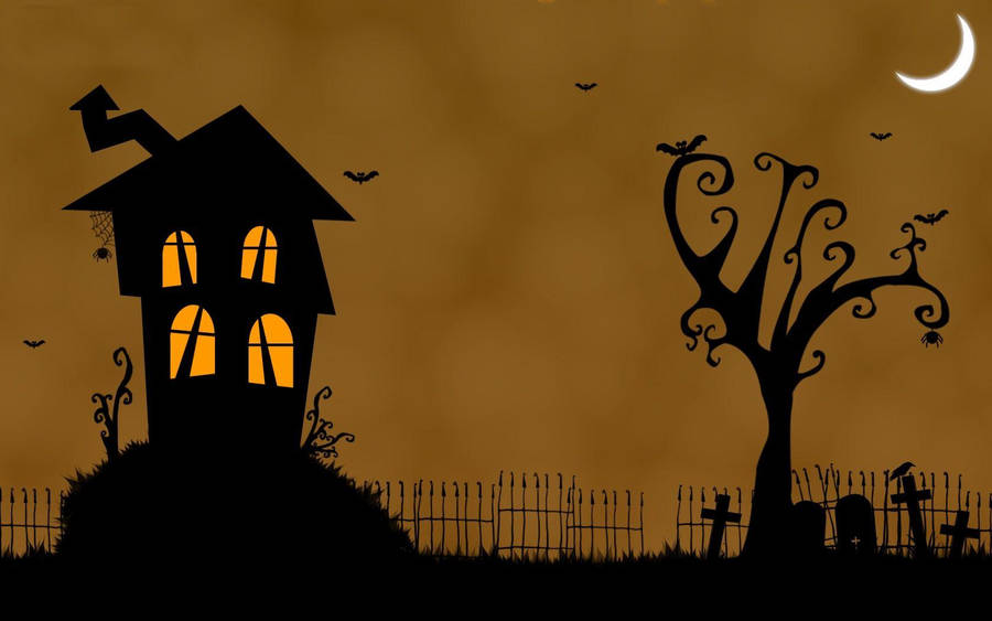 Celebrate Halloween With A Spine-chilling Visit To A Haunted House! Wallpaper