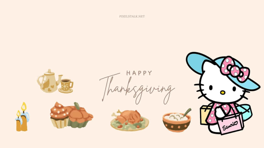 Celebrate Thanksgiving With The Fun And Cuddly Hello Kitty Wallpaper