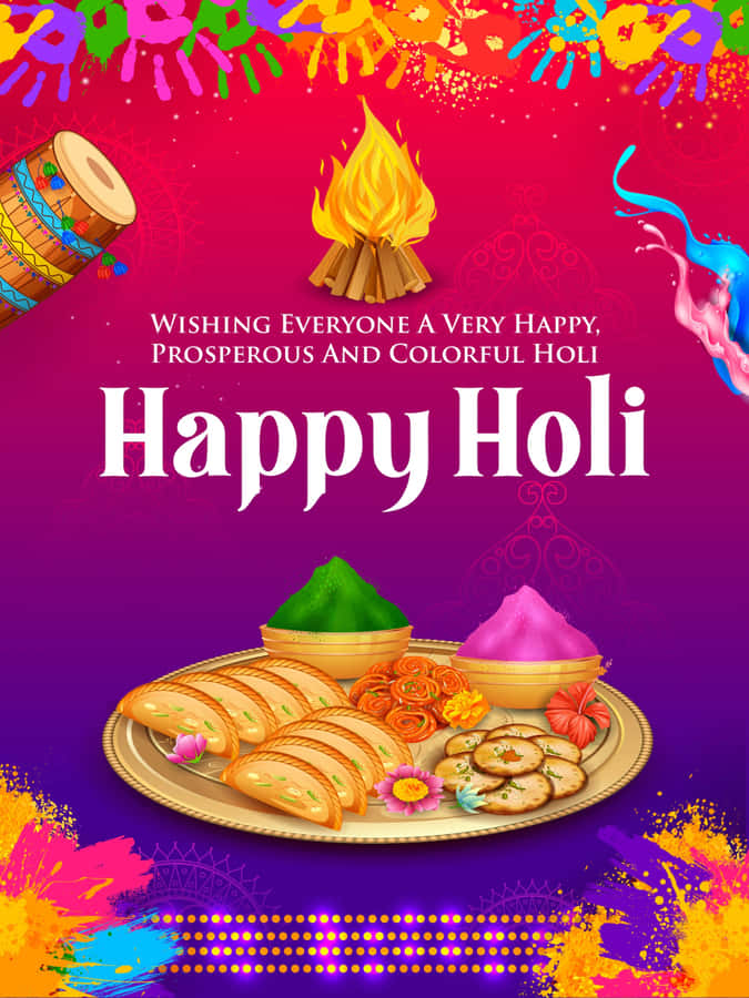 Celebrate The Festival Of Colors With Joy And Happiness Wallpaper