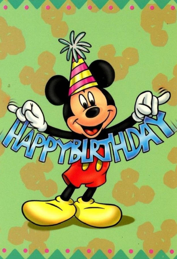 Celebrating Big With Mickey Mouse Birthday Banner Wallpaper