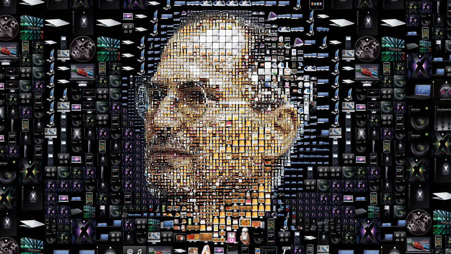 Celebrating Innovation: A Mosaic Portrait Of Steve Jobs Wallpaper