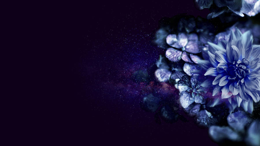 Celestial Bloom - Purple Flower In Space Wallpaper