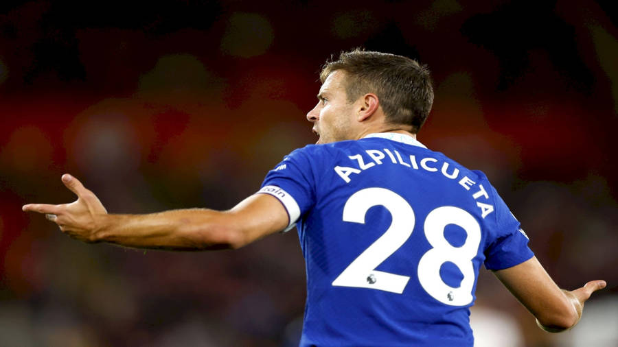 César Azpilicueta Caught In Action On The Football Field Wallpaper