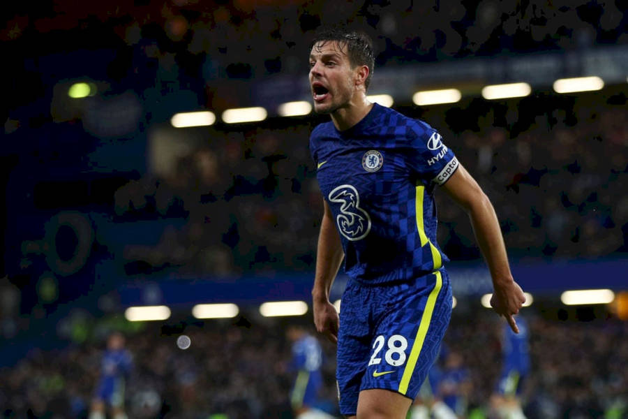 César Azpilicueta Yelling During Game Wallpaper