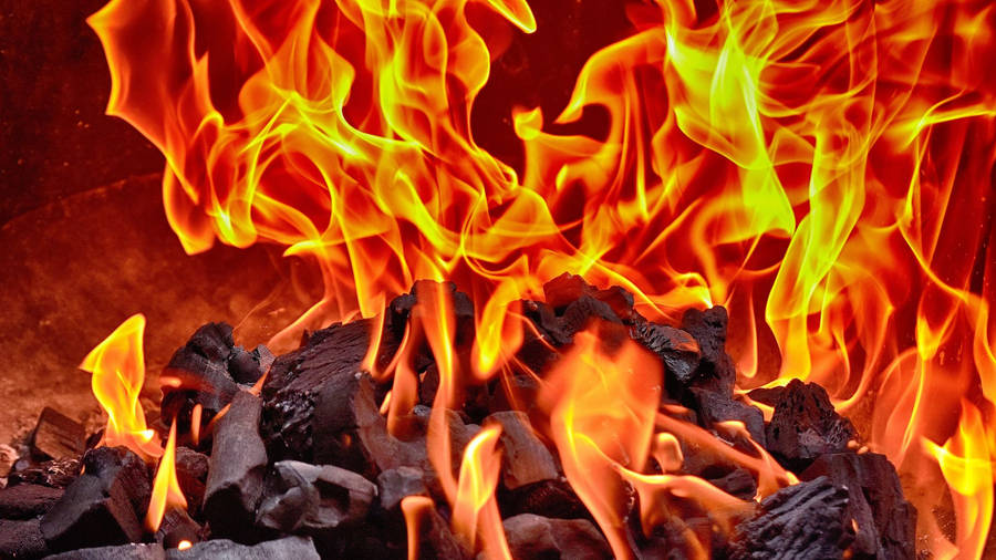 Charcoal Blazing Fire Heat Wallpaper