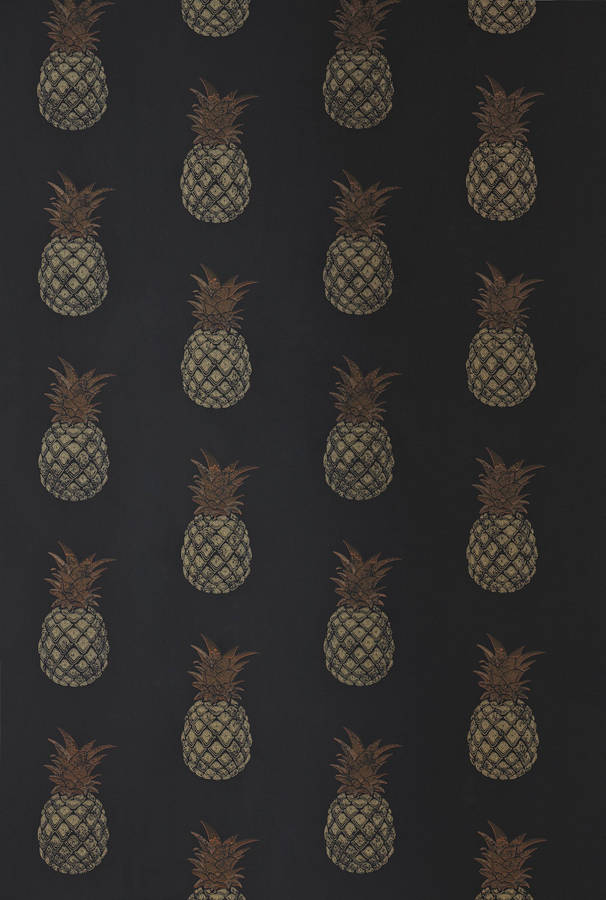 Charcoal Pineapple Pattern Wallpaper