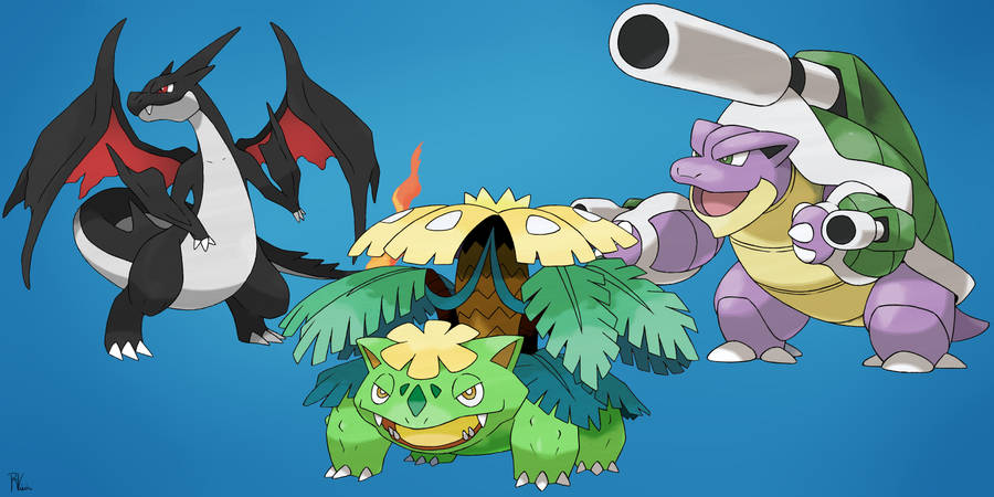 Charizard, Venusaur And Blastoise, The Original Legendary Starters Wallpaper