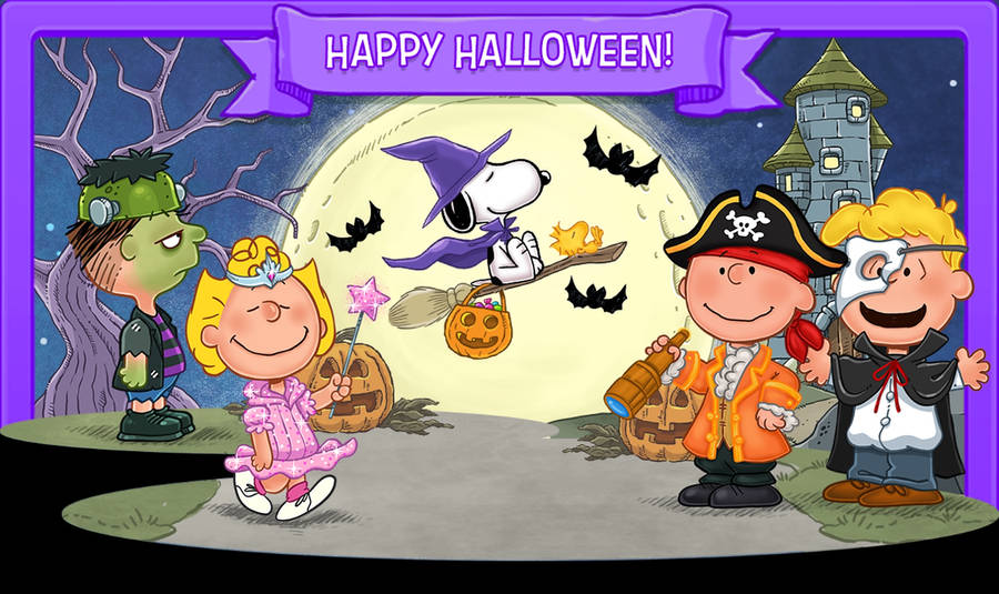 Charlie Brown Purple Halloween Art Wallpaper