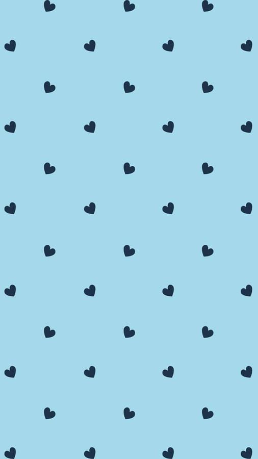 Charming Blue Polka Dot Hearts Wallpaper