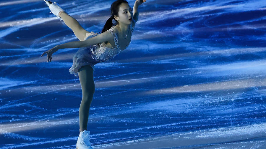 Charming Girl On Ice Skating Rink Wallpaper