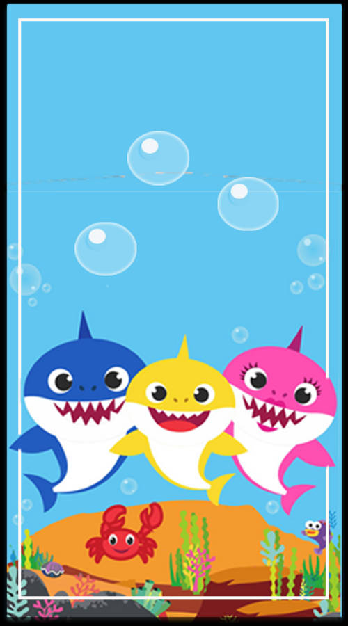 Charming Pinkfong Baby Shark Family Swimming Underwater Wallpaper