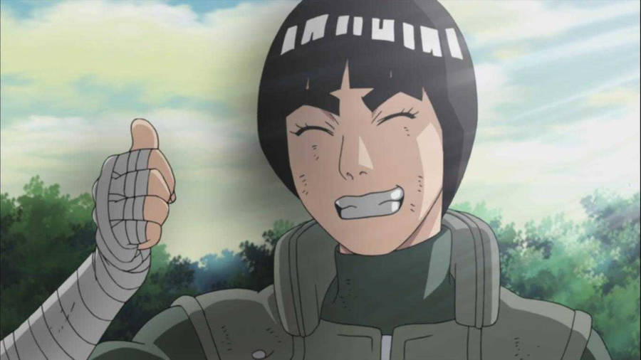 Cheerful Rock Lee Thumbs Up Wallpaper