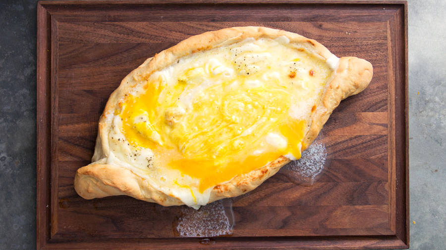 Cheesy Overload Khachapuri Dish High Angle Shot Wallpaper