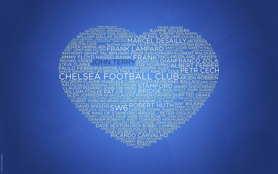 Chelsea Fc Heart With Player Names Wallpaper