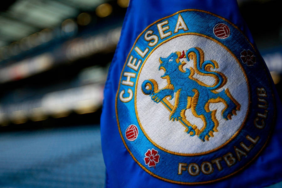 Chelsea Fc Logo On Blue Flag Wallpaper