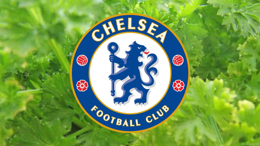 Chelsea Logo In Green Leaves Wallpaper