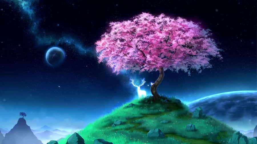 Cherry Blossom Tree Fantasy World Anime Wallpaper