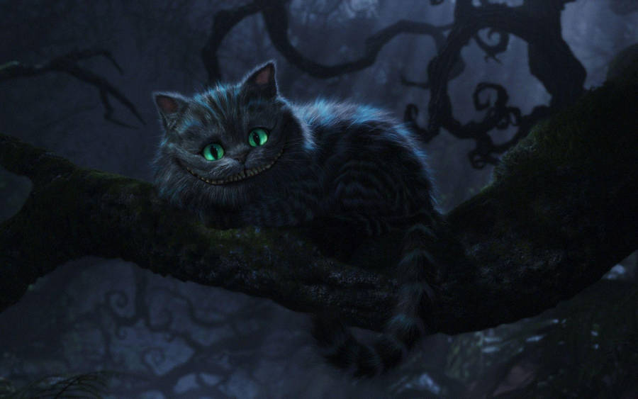Cheshire Cat Dark Forest Wallpaper