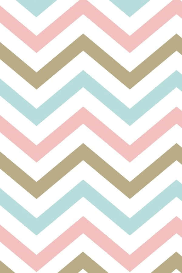 Chevron Pattern In Pink, Beige And Gold Wallpaper