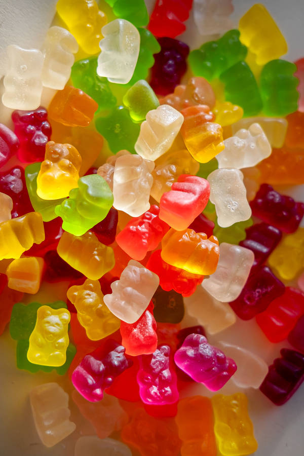 Chewy Gummy Bears Stacked Together Wallpaper