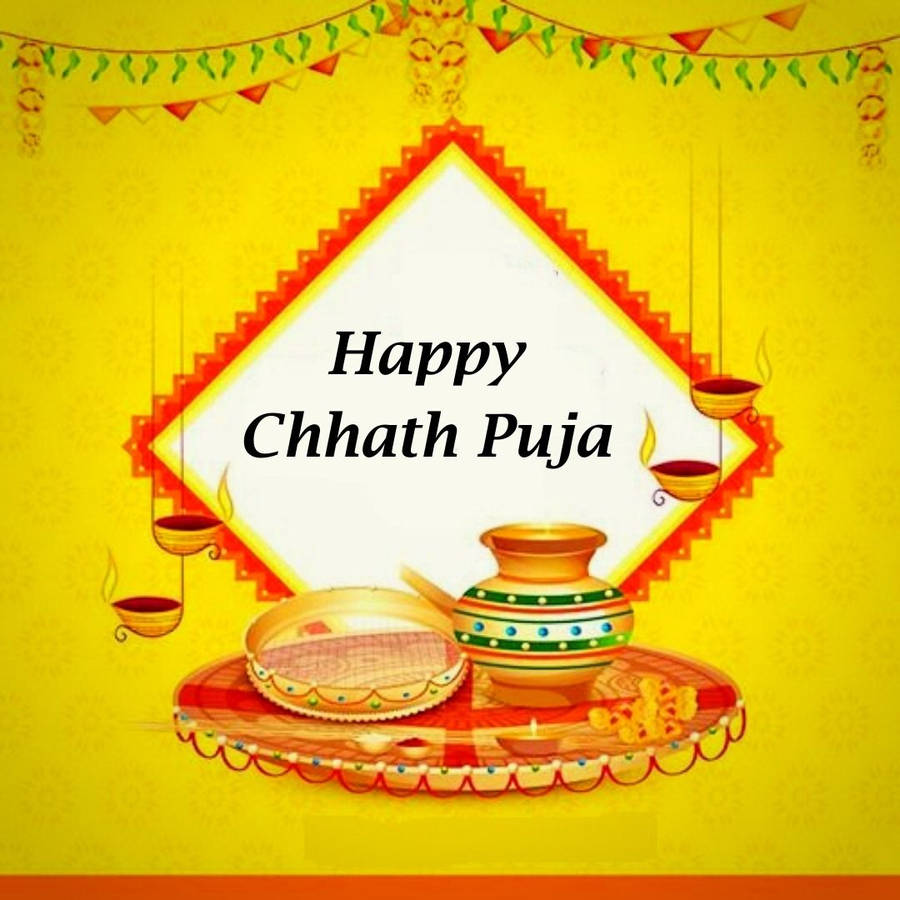 Chhath Puja With Traditional Pots Wallpaper