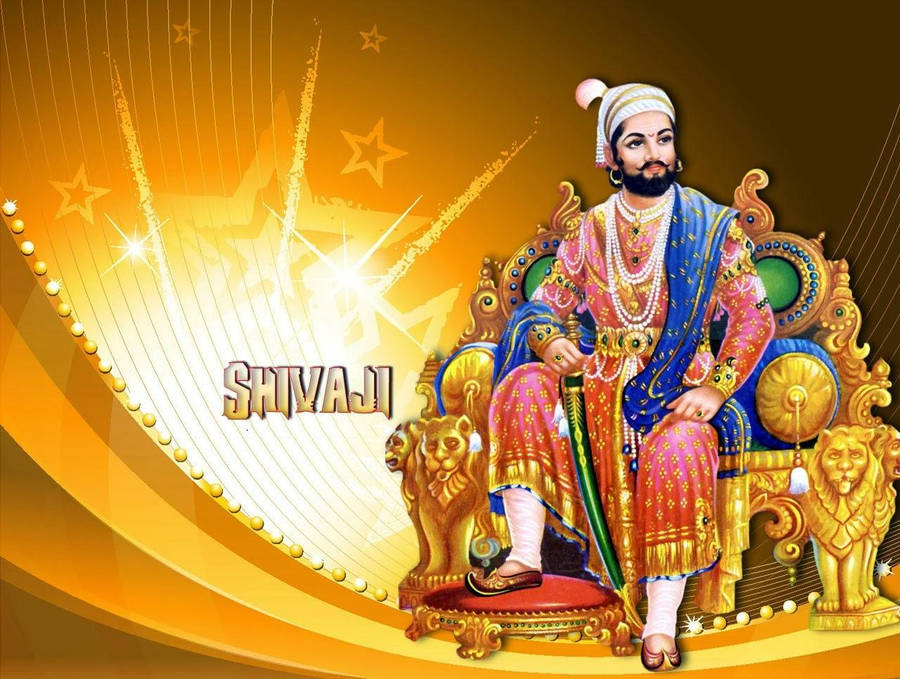 Chhatrapati Shivaji Maharaj On Gold Throne Wallpaper