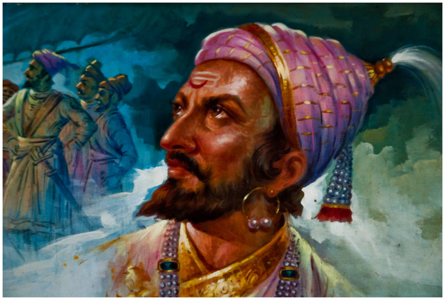 Chhatrapati Shivaji Maharaj With Purple Jiretop Wallpaper