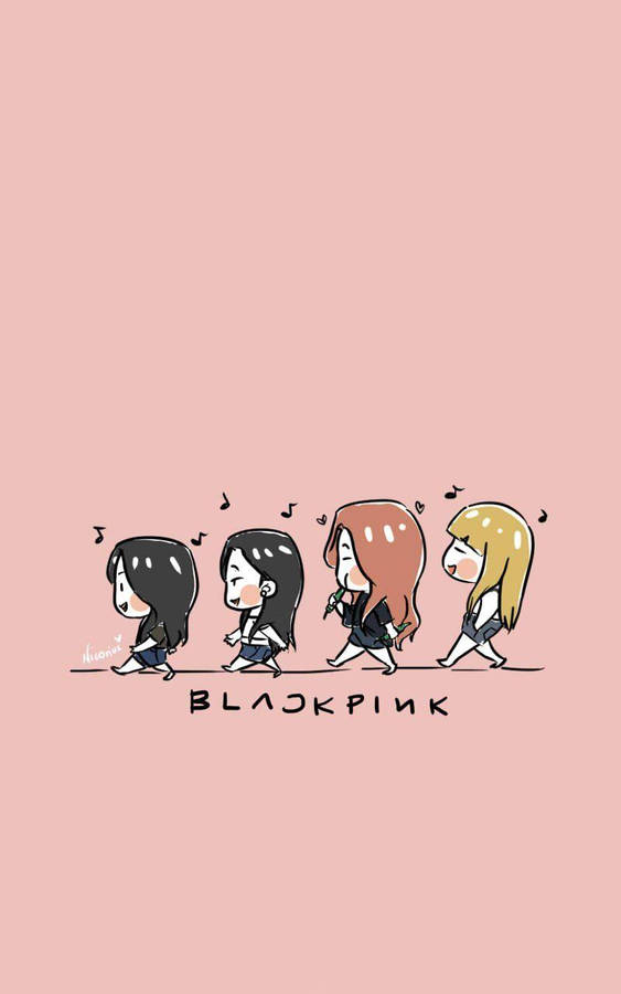 Chibi Blackpink Anime Girls Singing Wallpaper