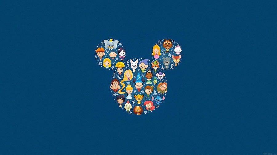 Chibi Characters Disney Logo Wallpaper