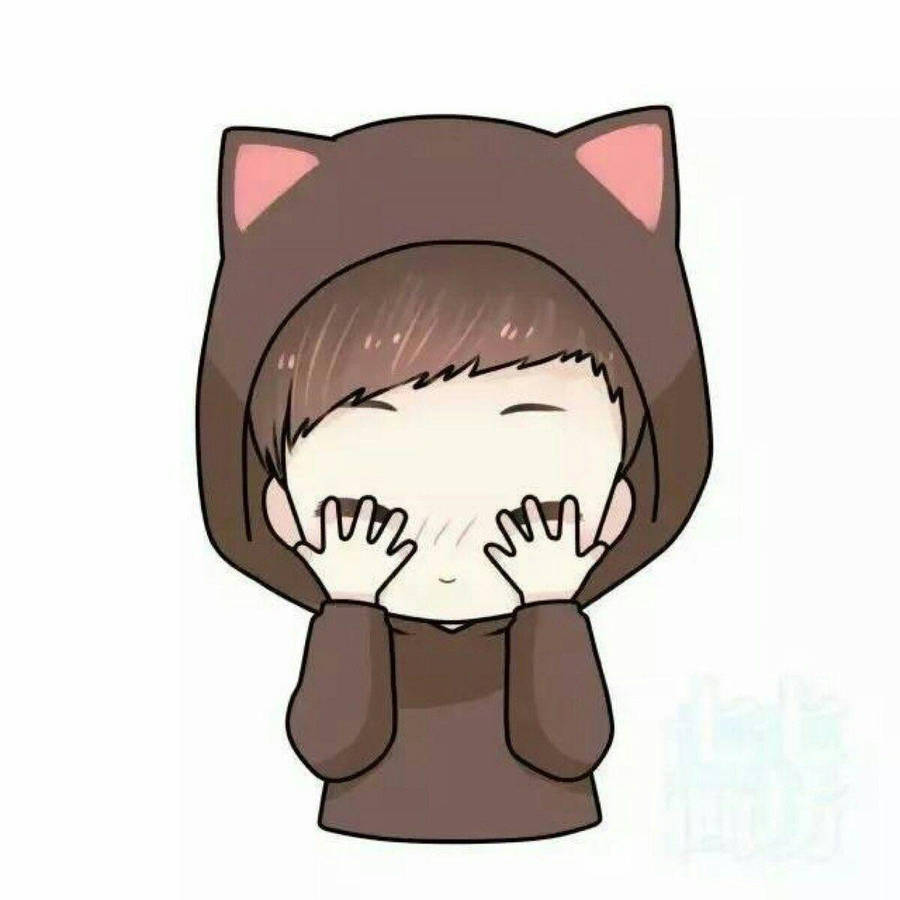 Chibi Cute Boy Cartoon With Cat Ears Hoodie Wallpaper