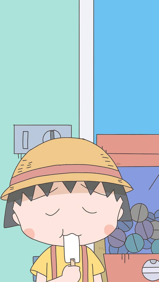 Chibi Maruko Chan Eating Popsicle Wallpaper