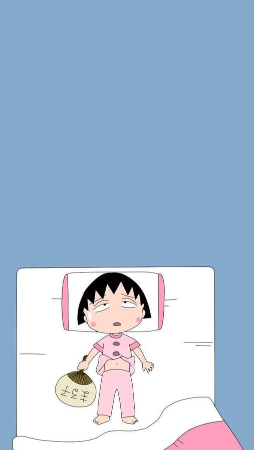 Chibi Maruko Chan In Bed Wallpaper