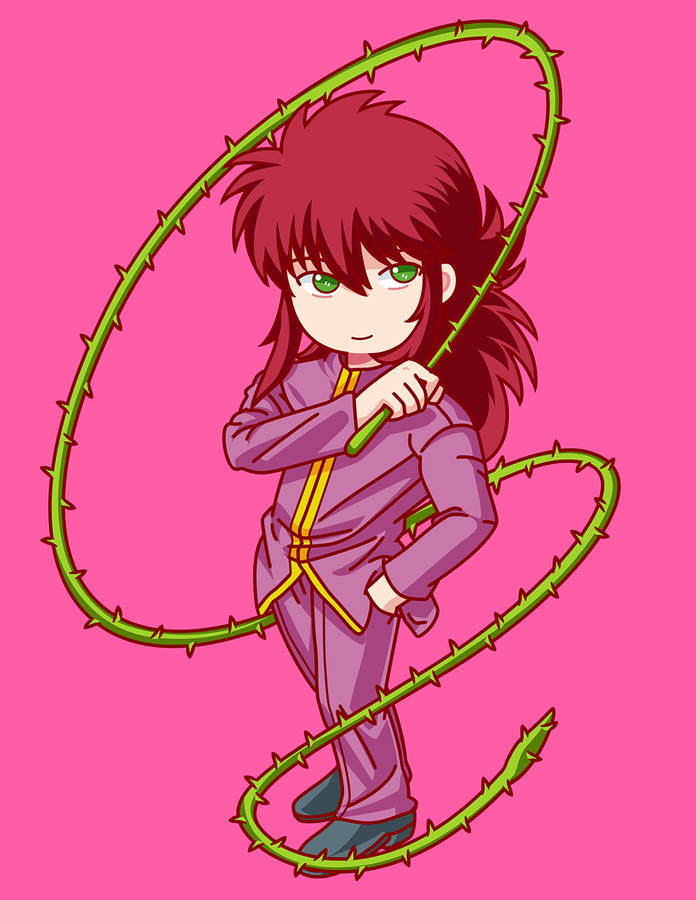 Chibi Yoko Kurama In Pink Wallpaper