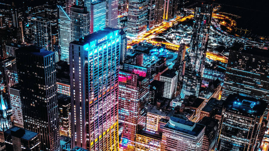 Chicago Aerial City View Wallpaper