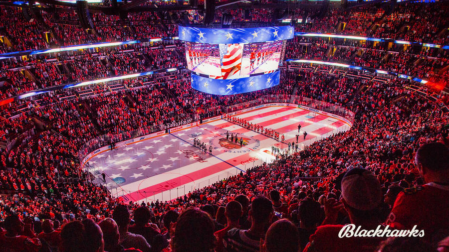 Chicago Blackhawks In Capital One Arena Wallpaper